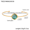 Wholesale Open Bracelet Made Of Stainless Steel And Czech Imported Glass With Geometric Design And Electroplating Process