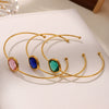 Wholesale Open Bracelet Made Of Stainless Steel And Czech Imported Glass With Geometric Design And Electroplating Process