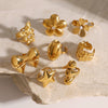 Wholesale Open Ring Stainless Steel Flower Pattern 18K Gold Plated Hand Jewelry