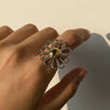 Wholesale Open Ring Stainless Steel Geometric Daisy Flower Electroplating For Women