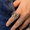 Wholesale Open Ring Stainless Steel Geometric Daisy Flower Electroplating For Women