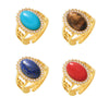 Wholesale Open Ring 316L Stainless Steel Natural Stone Zircon Wave Geometric Pvd Plating