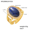 Wholesale Open Ring 316L Stainless Steel Natural Stone Zircon Wave Geometric Pvd Plating