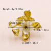 Wholesale Open Ring Stainless Steel Plated 14K Gold Green Crystal Beads White Flower Geometric French Retro Style For Women