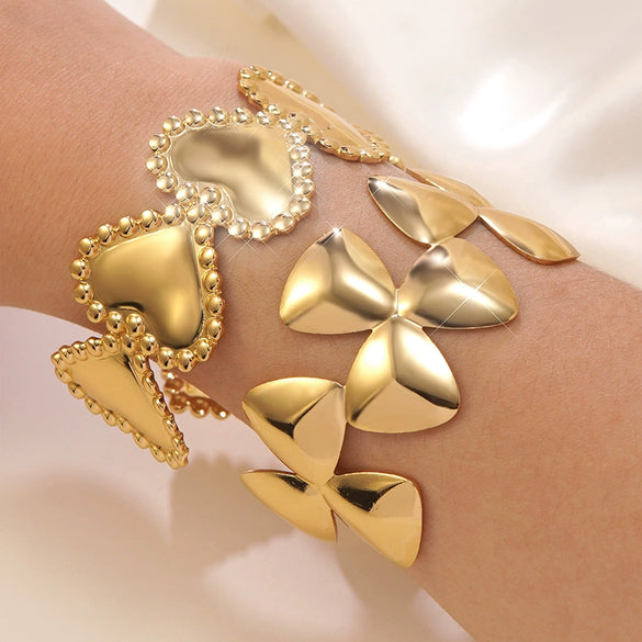 Wholesale Open Stainless Steel Geometric Bracelet With Hydraulic Pressure Processing