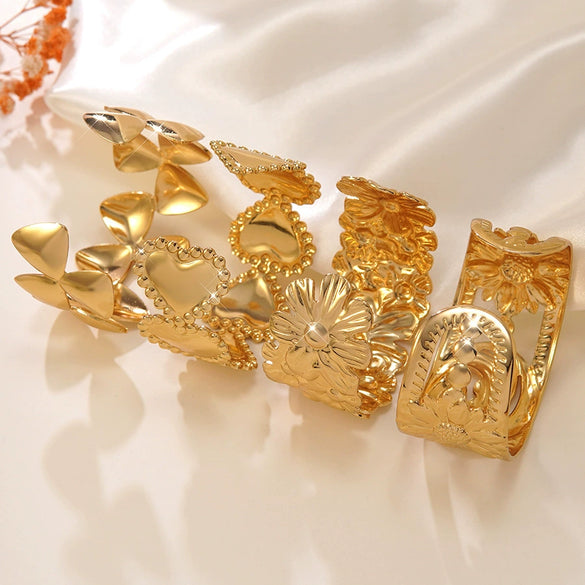 Wholesale Open Stainless Steel Geometric Bracelet With Hydraulic Pressure Processing