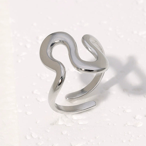 Wholesale Open Titanium Steel Ring With Geometric Irregular Design Electroplated Simple Niche Temperament For Women