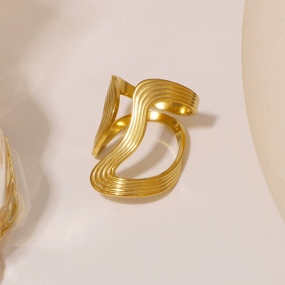 Wholesale Open U Shaped Geometric Stainless Steel Ring With Electroplating For Women In Ins Style