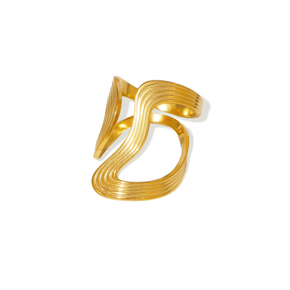 Wholesale Open U Shaped Geometric Stainless Steel Ring With Electroplating For Women In Ins Style