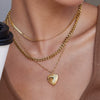 Wholesale Opening And Closing Heart Necklace In Titanium Steel And Stainless Steel With Geometric Pattern And Electroplating For Women