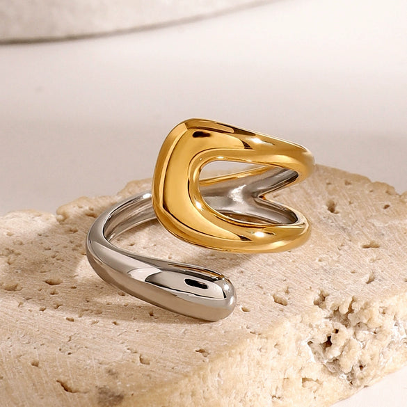 Wholesale Opening Ring In Contrast Color With Advanced Sense Stainless Steel Geometric Design Electroplating For Women