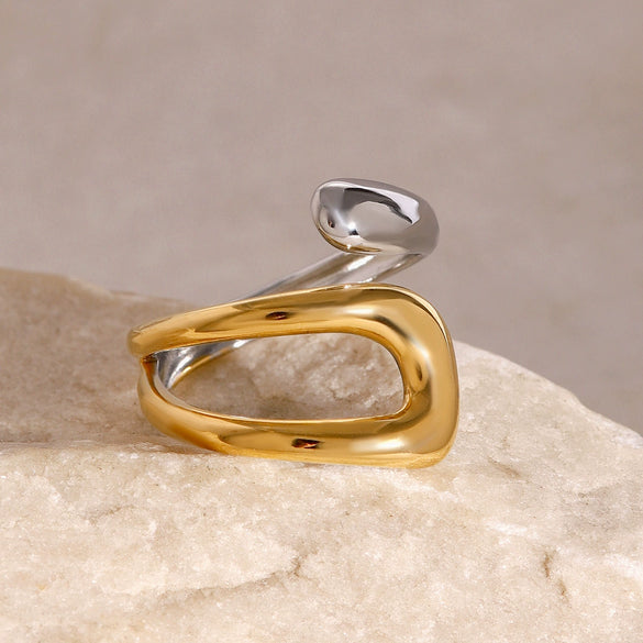 Wholesale Opening Ring In Contrast Color With Advanced Sense Stainless Steel Geometric Design Electroplating For Women