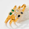 Wholesale Opening Spring Bracelet For Women Stainless Steel Retro Style With Colored Zircon Electroplated