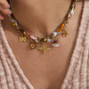Wholesale Orange Printed Headscarf Stainless Steel Bee Pendant Necklace Electroplated Jewelry For Women