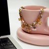 Wholesale Orange Printed Headscarf Stainless Steel Bee Pendant Necklace Electroplated Jewelry For Women