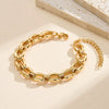 Wholesale Original Design Geometric Real Gold Plated Stainless Steel Cuban Chain Bracelet For Women