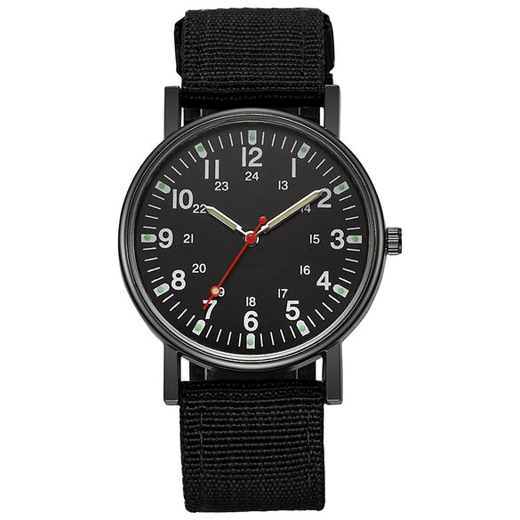 Wholesale Outdoor Sports Watch Plastic Dial Canvas Strap Round Shape Luminous Leisure Style