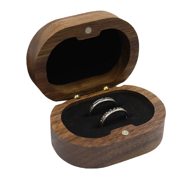 Wholesale Oval Black Walnut Vintage Jewelry Carving Ring Box For Women