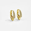 Wholesale Oval Copper Earrings With Microencrusted Zircon And Electroplated Platinum 18K Gold Irregular Design
