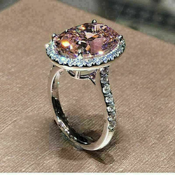 Wholesale Oval Copper Jewelry Geometric Style Inlaid Zircon Women's Ring