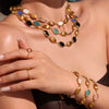 Wholesale Oval Opal Jewelry Set With Stainless Steel And Real Gold Plated Electroplating For Women