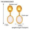 Wholesale Oval Opal Jewelry Set With Stainless Steel And Real Gold Plated Electroplating For Women