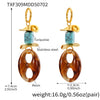 Wholesale Oval Resin And Stainless Steel Geometric Pig Nose Earrings For Women With Electroplating Design