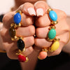 Wholesale Oval Resin And Stainless Steel Ring With Geometric Design Fashionable And High End Candy Colored Open Style Electroplated For Women