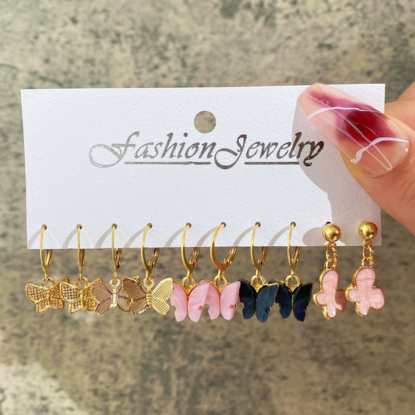 Wholesale Pack Of 5 Independent Stand Earrings In Acrylic With Butterfly Snake And Imitation Pearl Designs Rhinestones And Alloy Material With Diamond Treatment For Women