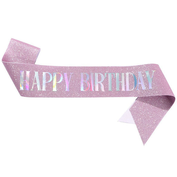 Wholesale Party And Wedding Dress Glitter Cloth Printing Shoulder Strap Happy Birthday Design