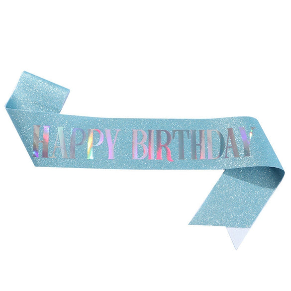 Wholesale Party And Wedding Dress Glitter Cloth Printing Shoulder Strap Happy Birthday Design