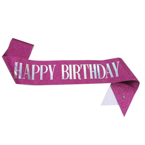 Wholesale Party And Wedding Dress Glitter Cloth Printing Shoulder Strap Happy Birthday Design