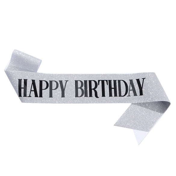 Wholesale Party And Wedding Dress Glitter Cloth Printing Shoulder Strap Happy Birthday Design