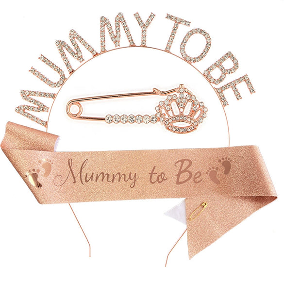 Wholesale Party Headband Shoulder Strap Etiquette Belt Ribbon For Mommy To Be And Daddy To Be Glitter Cloth Bronzing