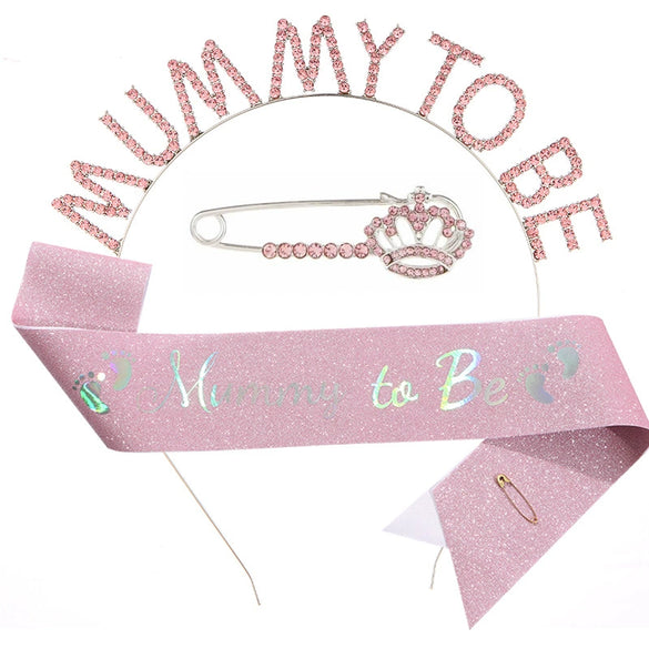 Wholesale Party Headband Shoulder Strap Etiquette Belt Ribbon For Mommy To Be And Daddy To Be Glitter Cloth Bronzing