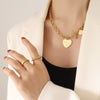 Wholesale Peach Heart Love Round Pendant Clavicle Necklace In Titanium Steel With Geometric Pattern And 18K True Gold Plated Electroplating