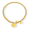 Wholesale Peach Heart Love Round Pendant Clavicle Necklace In Titanium Steel With Geometric Pattern And 18K True Gold Plated Electroplating