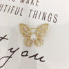 Wholesale Pearl Alloy Inlaid Artificial Gemstones And Semiprecious Stones Fairy Butterfly Brooch With Real Gold Plating And Set With Pearls