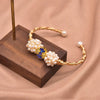 Wholesale Pearl Ball Handmade Cloisonne Retro Bow Shaped Electroplated Bracelet For Women