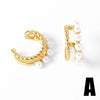 Wholesale Pearl Cshaped Copper Geometric Style Gold Plated Electroplated Women's Earrings