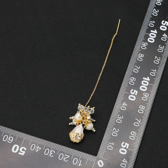 Wholesale Pearl Earrings Antique Geometric Style Zircon Flower Cluster Electroplated Jewelry