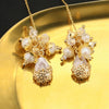 Wholesale Pearl Earrings Antique Geometric Style Zircon Flower Cluster Electroplated Jewelry