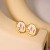 Wholesale Pearl Earrings S925 Silver Needle Retro Enamel Drip Glaze Geometric Style Electroplated For Women