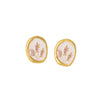 Wholesale Pearl Earrings S925 Silver Needle Retro Enamel Drip Glaze Geometric Style Electroplated For Women