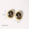 Wholesale Pearl Earrings S925 Silver Needle Retro Enamel Drip Glaze Geometric Style Electroplated For Women