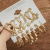 Wholesale Pearl Earrings Set Geometric Alloy Electroplated For Women