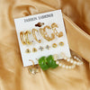 Wholesale Pearl Earrings Set Geometric Alloy Electroplated For Women