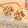 Wholesale Pearl Flower Earrings And Ear Cuffs Retro Metallic Electroplating Style