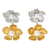 Wholesale Pearl Flower Earrings Stainless Steel Vacuum Electroplated Gold Retro Flower Style Ear Jewelry For Women