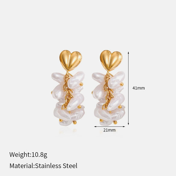 Wholesale Pearl Geometric Earrings With Vacuum Real Gold Plating For Women